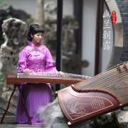 碧泉古箏 紅木刻字箏 幽蘭朝露